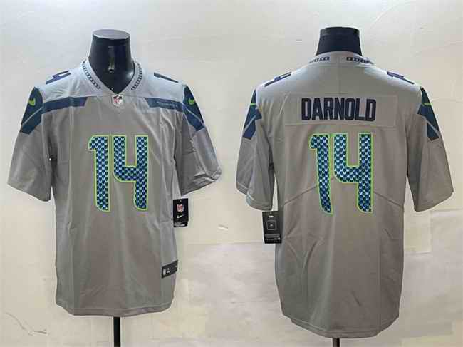Men's Seattle Seahawks #14 Sam Darnold Grey 2025 Vapor Limited Stitched Football Jersey